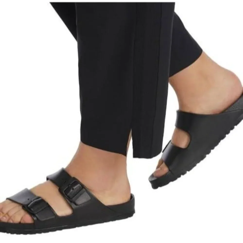 Kirkland Women M Ankle Pant Lightweight Split Hem Elastic Waist Flat Front Black - Picture 3 of 5